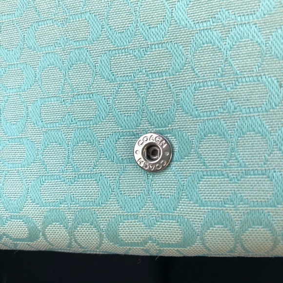COACH Signature Canvas Mint Green Wallet - Picture 5 of 9